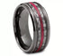 Men's 8mm Tungsten Gunmetal Red Strip Comfort-Fit Engagement Wedding Band
